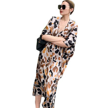 Load image into Gallery viewer, Bat sleeve V-neck Leopard Print Dress