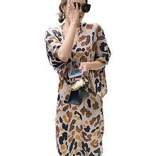 Load image into Gallery viewer, Bat sleeve V-neck Leopard Print Dress