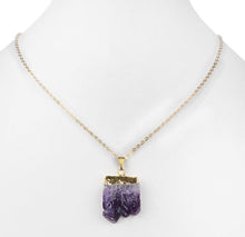 Load image into Gallery viewer, Gold &amp; Amethyst Druzy Necklace