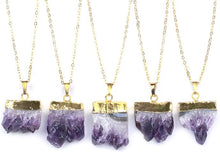Load image into Gallery viewer, Gold &amp; Amethyst Druzy Necklace