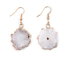 Load image into Gallery viewer, Gold &amp; Geode Slice Earrings